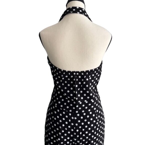 ZARA BLACK AND WHITE POLKA DOT, WIDE LEG  CAPRI STYLE JUMPSUIT, SZ.L - Picture 3 of 3